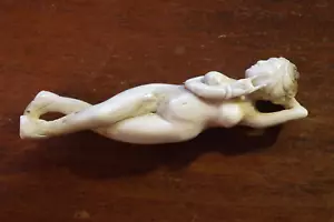 Nude carving doctor lady from deer horn 11 cm - Picture 1 of 9