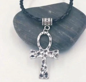 Adjustable Ankh Cross With Leather Cord Pendant and Necklace Egypt Eternal Life - Picture 1 of 2