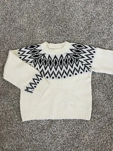 Girls' Fair Isle Balloon Long Sleeve Pullover Sweater Black Print Cat & Jack M - Picture 1 of 4