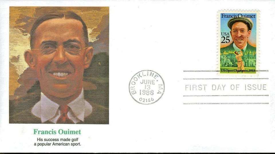  US FDC #2377 GOLF Francis Ouimet FLEETWOOD Cachet 25¢ 1988   - Image 1 of 2