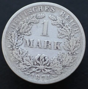 Moneda de plata 1 marco 1874 F (Stuttgart) - Imperio alemán KM #7 - #R288 - Imagen 1 de 3