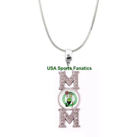NBA - Boston Celtics MOM Necklace With Rhinestones On A 925 SS Snake Chain Cover