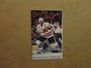 IHL Kansas City Blades Vintage Defunct 1995-96 Team Logo Hockey Pocket Schedule