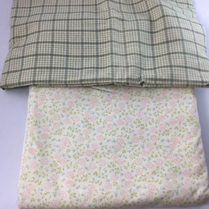 Cotton Fabric Quilting Bedding Neutral Colors Flowers Green White Pink Spring 6Y - Picture 1 of 4
