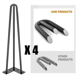 4 x Hairpin Legs / Hair Pin Legs Set for Furniture Bench Desk Table Metal Steel - Picture 1 of 20
