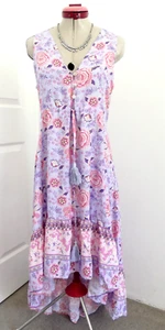 LORRAINE Lilac Pink Floral DRESS Size Aus 8 NWT Midi Hi-Low Soft Girl Cottage - Foto 1 di 6