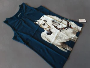 Jakoo Jako-o Mädchen T-Shirt 152 158 NEU Tank Top Sommer Fotodruck Pferd blau - Bild 1 von 3
