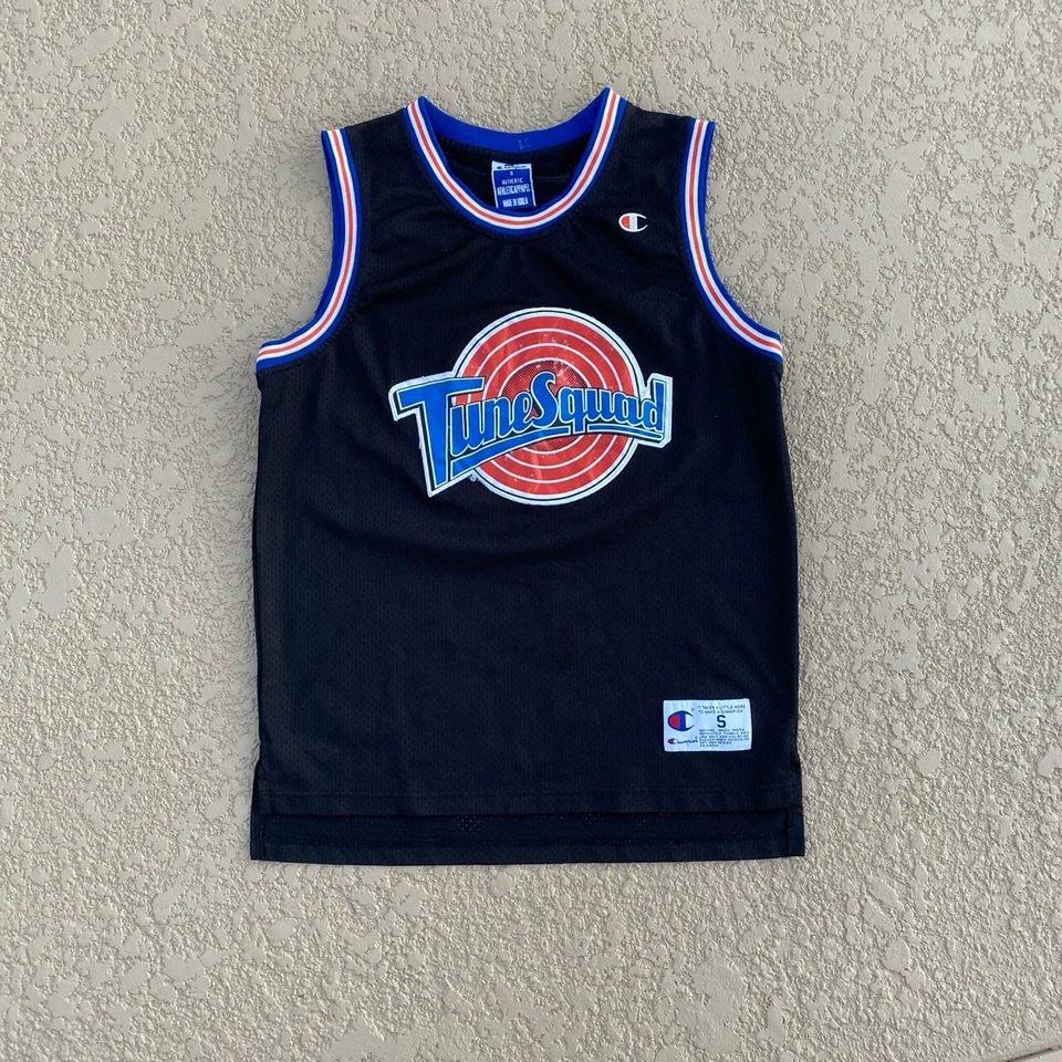 Camiseta de Colección Tune Squad Pato Lucas #2 Campeón Pequeña Malla Negra Hecha en Corea Foto 1 de 4