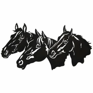 Three Horse Heads Metal Wall Sculpture Art Hanging Home Décor - Picture 1 of 3