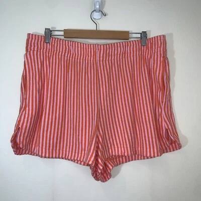 Pantalones Cortos de Terry Free Assembly para Mujer 2XL Rosa Naranja Bolsillos a Rayas Informales Cómodos Foto 1 de 4
