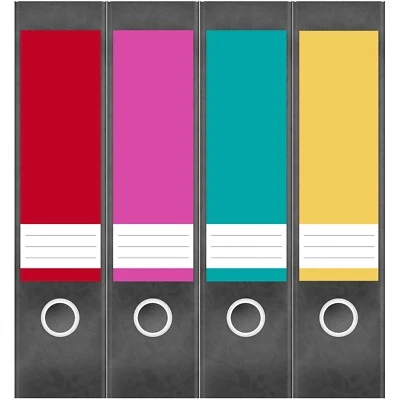 4 Ordneretiketten selbstklebend 19x6 cm – Aufkleber für Ordner – Bunt Mix - Bild 1 von 4