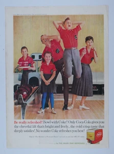 1960 Coca Cola Vintage Little Sis Bowls A Strike Original Print Ad 8.5 x 11" - Picture 1 of 5