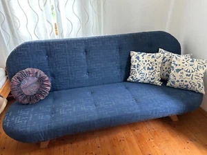 Sofa, klappbar & mit Schlaffunktion, Buchengestell, Lattenrost, (Ökomöbeladen) - Bild 1 von 8