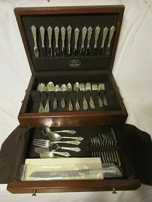 Juego de cubiertos Wallace Rose Point Sterling 86 piezas caja excelente estado Foto 1 de 4