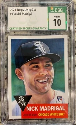 2021 Topps Living Set NICK MADRIGAL #398 RC Rookie CSG 10 PRISTINE - White Sox  - Image 1 of 2