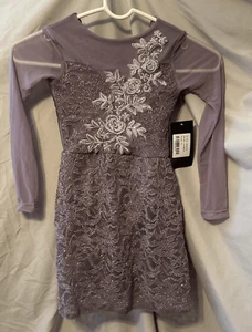 New Alexandra Lavender Long sleeve Laced Dance Costume for Child Size Y6 - Picture 1 of 9