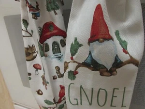Christmas Gnoel Gnomes Hanging Kitchen Towel Pink, Snap, Stripes Dish Towel - Picture 1 of 13