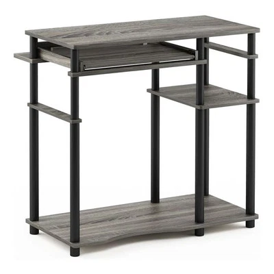 Furinno Abbott Wood Computer Desk with Bookshelf in French Oak Gray/Black - Image 1 of 4