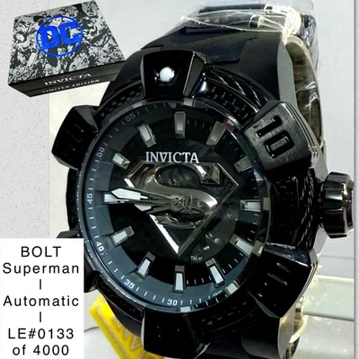 52mm Auto SUPERMAN | Fibra de vidro preta e pulseira | LE#0133/4000 BOLT Invicta Watch - Imagem 1 de 4
