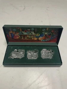 Marquis Waterford Crystal Christmas Train 3 Piece Signed w/ Original Box Germany - Picture 1 of 6