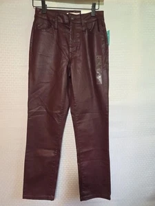 Maurices Edgely Ankle Slim Straight 2 Purple Faux Leather NWT High Rise Stretch - Picture 1 of 13