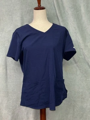Skechers by Barco Women's Navy Blue Vitality V-Neck Scrub Top Size Large - Image 1 of 4