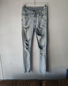 American Eagle Next Level Hi-Rise Jeggings Distressed Size 6 Long - Picture 1 of 11