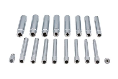 LASER 8420 Extra Deep Master Socket Set 18 Pieces 3/8" 1/2" Drive 6mm-21mm 120mm - Image 1 of 4