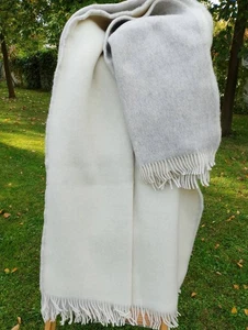 MERINO Lammwolldecke Fransendecke Plaid 155x200cm 100% Lammwolle  - Bild 1 von 16