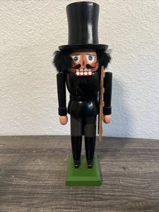 Vintage German Nutcracker Chimney Sweep Black Hair Wood Ladder Erzgebirge 11" - Picture 1 of 12
