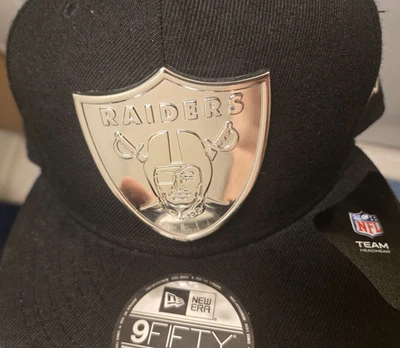 Rare Pewter Shield Las Vegas Raiders Black New Era 9FIFTY OSFM Snapback NWT - Bild 1 von 4