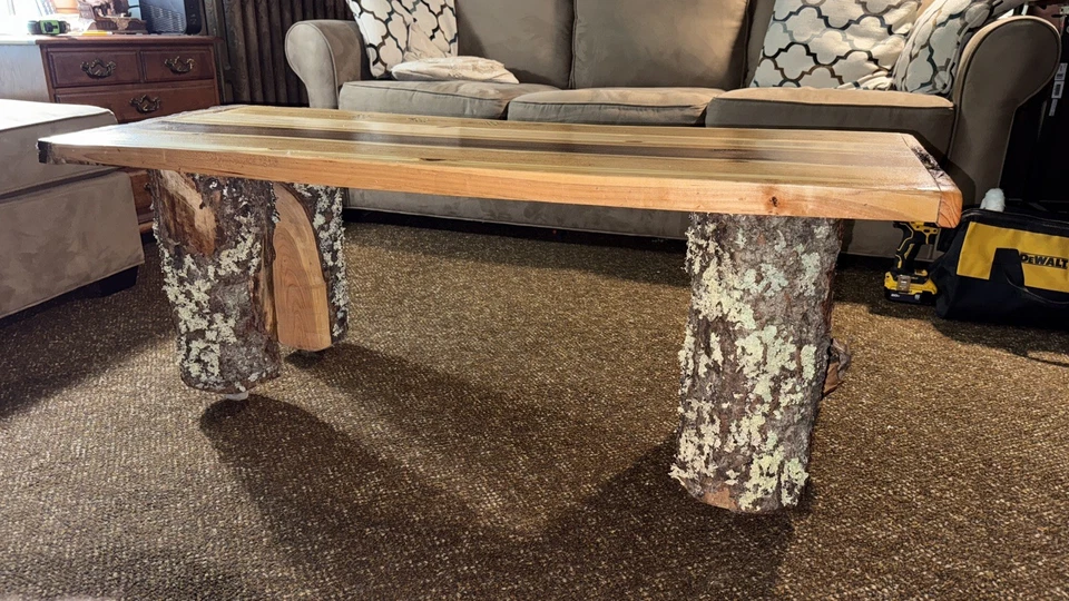 Hand Made Coffee Table with Live Edge In Natural Wood - Image 1 of 4