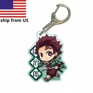 Japan Anime Demon Slayer Tanjiro Acrylic Keychain Metal Holder Gifts Pendant - Picture 1 of 3