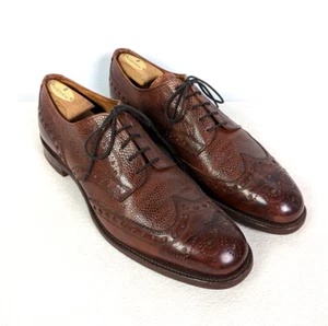 FACONNABLE Made in England Wingtip Shortwing Pebble Grain Sz 10.5 D Brown - Picture 1 of 8