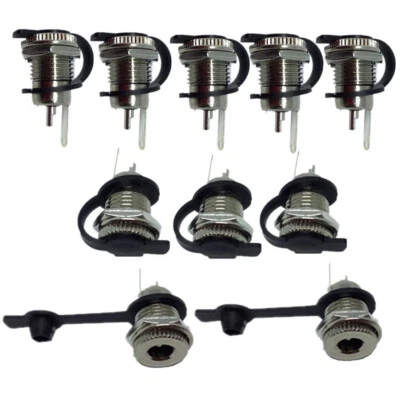 10x 5.5mm x 2.1mm DC Power Socket Threaded Female Mount Connector with Dustproof - Image 1 of 4