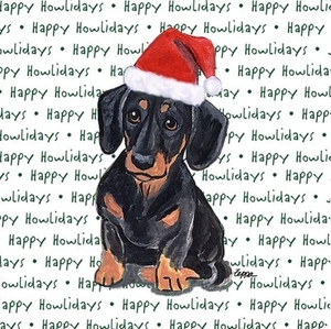 Dachshund Coasters Christmas Themed Black - Picture 1 of 2