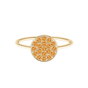 2 MM Round Natural Citrine Gemstone 14k Yellow Gold Cluster Disc Ring