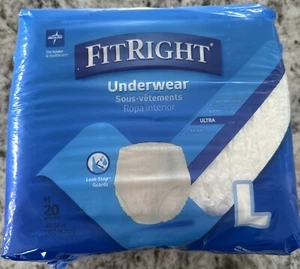 FitRight Ultra Underwear Size Large Fits 40"-56" Quantity of 20-BRAND NEW - Picture 1 of 9