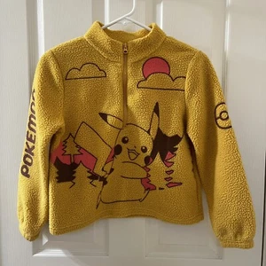 Pokemon Pikachu Half Zip-Up Fleece Graphic Pullover Sweatshirt Girls Large 10-12 - Picture 1 of 10