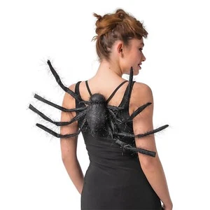 Large Black Spider Wings 60cm Hairy Effect Legs Creepy Witch Halloween Costume - Picture 1 of 2