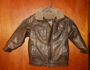 Hawke & Co. Adventure Legends Boy's  Size 3T  Brown Faux Leather Jacket Coat - Picture 1 of 9