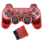 For Sony PS2 PS1 Wireless 2.4GHz Dual Vibration Controller Gamepad Transparent