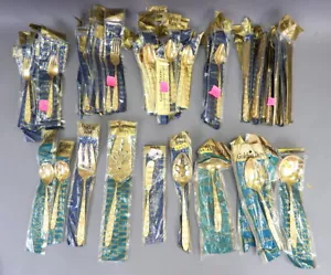 NEW 67pc Stanley Roberts Rose Golden Ware 23kt Plated Mid Century Flatware Set - Picture 1 of 12