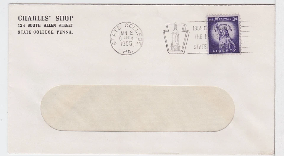 TurtlesTradingPost- State College, PA  1955- College Centennial Slogan Cancel - Image 1 of 1