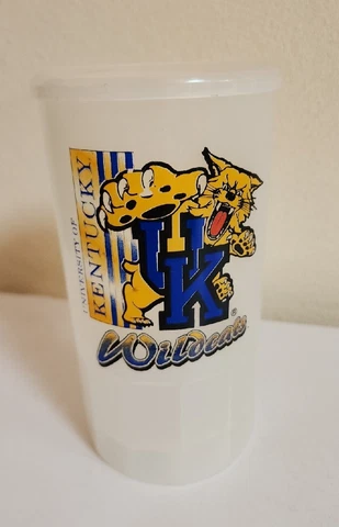 VTG University Of Kentucky Wildcats Super Liter Plastic Mug Cup w Lid Retro 90s Cover