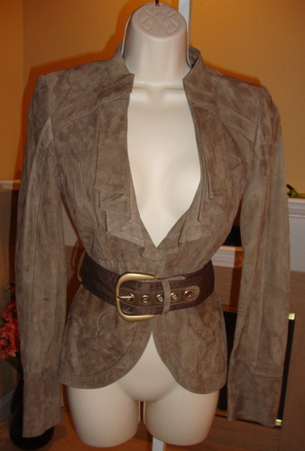 SPLENDIDA GIACCA CON CINTURA IN PELLE SCAMOSCIATA GUCCI $2.700