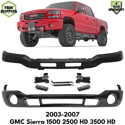 Front Bumper Primed & Bumper Cover Kit For 2003-2007 GMC Sierra 1500 2500 HD - Image 1 of 4