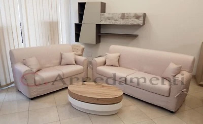 DIVANO IMBOTTITO 2 POSTI 3 POSTI LETTO IN TESSUTO COMPLETAMENTE SFODERABILE LUX - Immagine 1 di 4