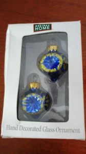 FERIENHAUS ~ 2er Set MINI ROYALBLAU Weihnachtsschmuck aus mundgeblasenem Glas ~ Neu im Karton - Bild 1 von 3