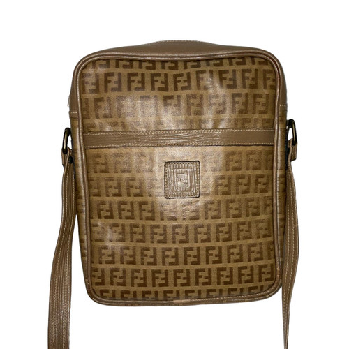 Borsa a tracolla XFendi vintage rivestita in tela rivestita in pelle